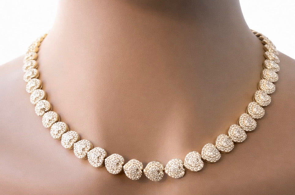 14k Gold Heart Tennis Chain